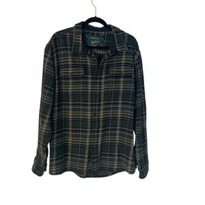 Woolrich Mens Brawny Plaid Flannel Shacket Shirt Green XXL Outdoor Hiking